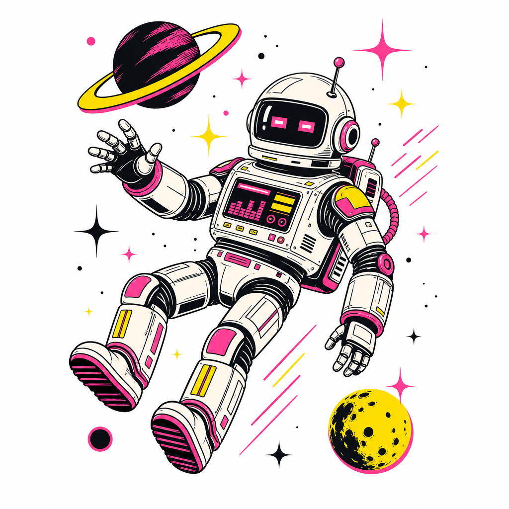 T-shirt robot astronaute futuriste IA