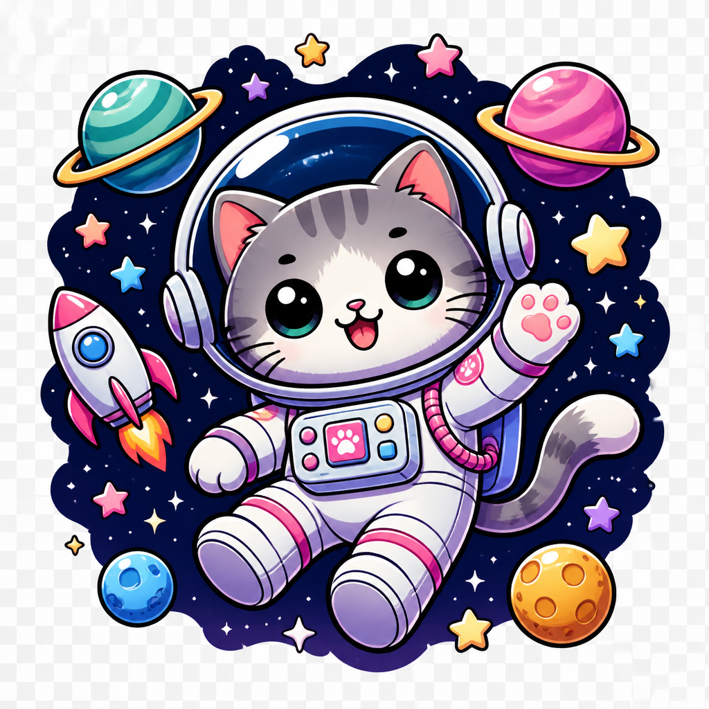 T-shirt chat astronaute espace IA