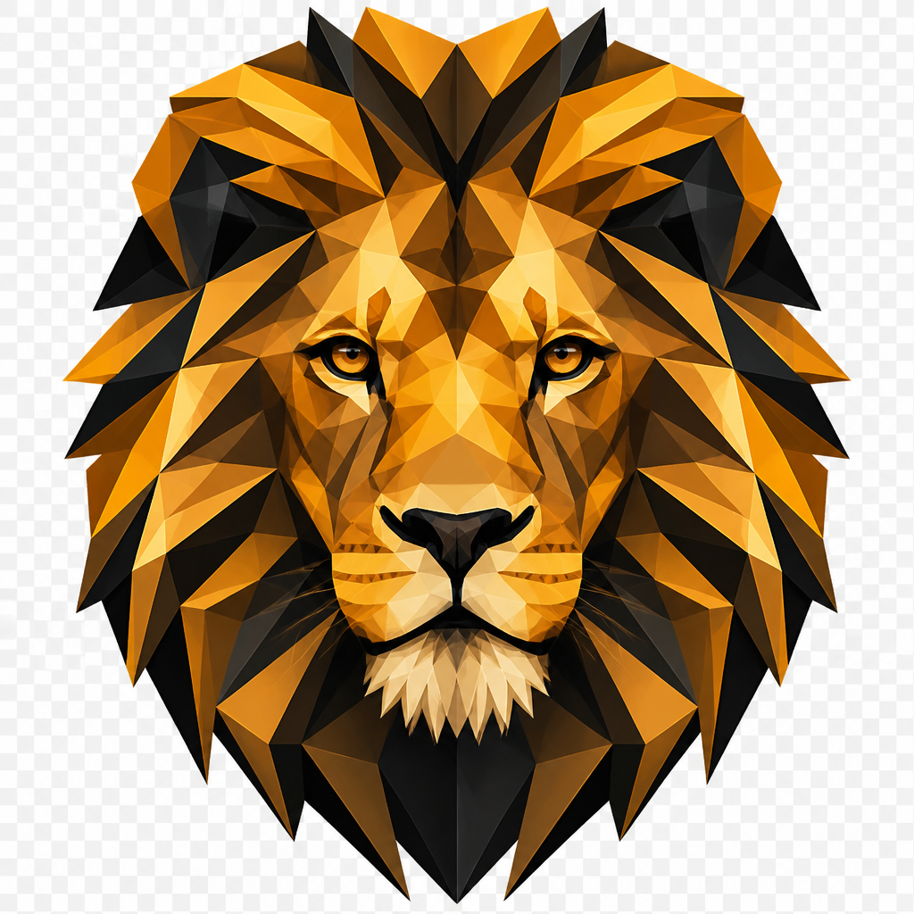 T-shirt lion géométrique low poly IA