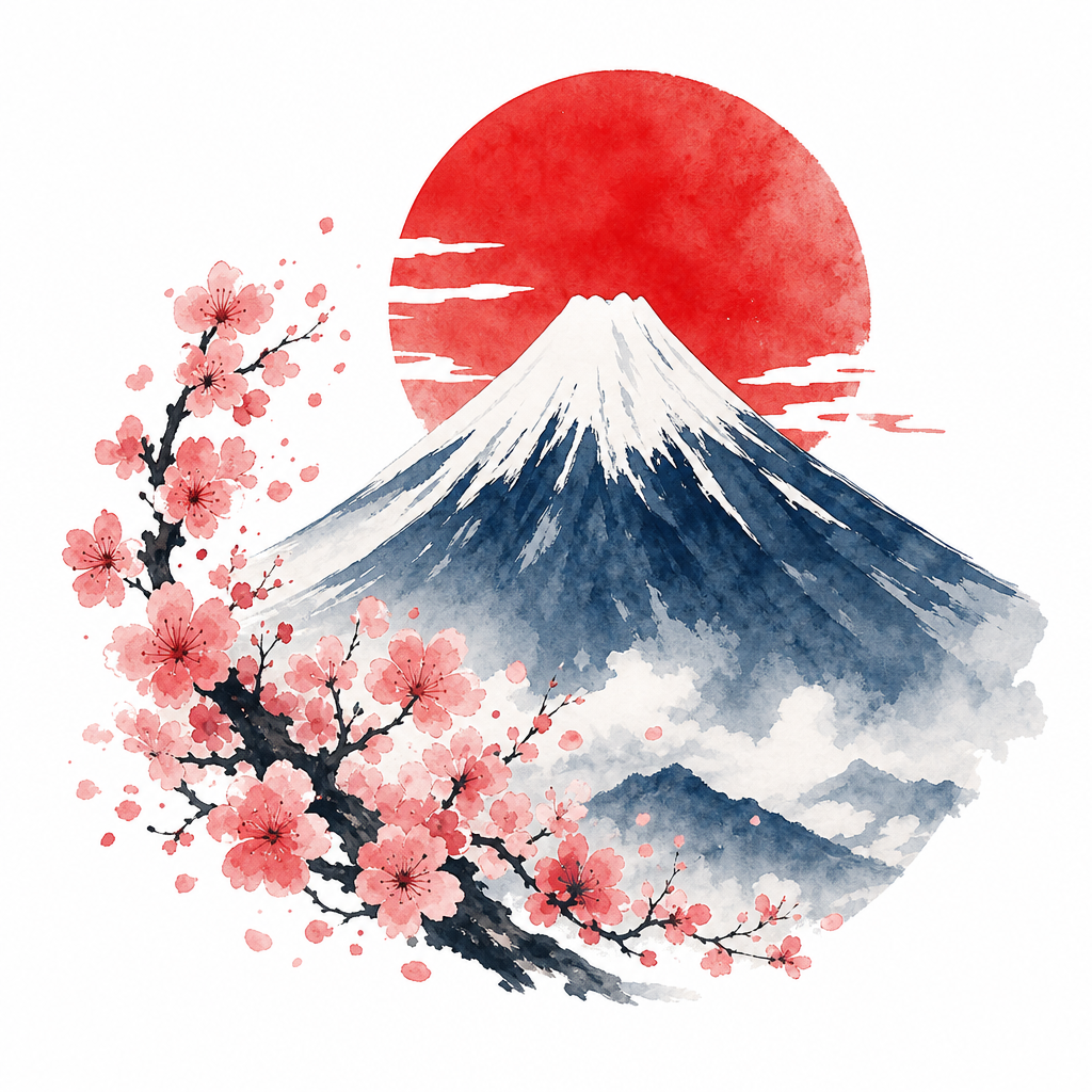 T-shirt montagne sakura japon IA